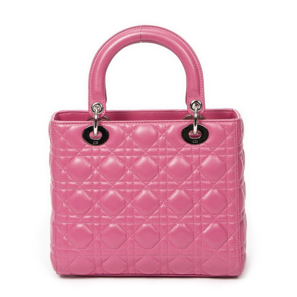 Dior Lady Dior Zip Pink Kanji Lambskin Leather Handbag