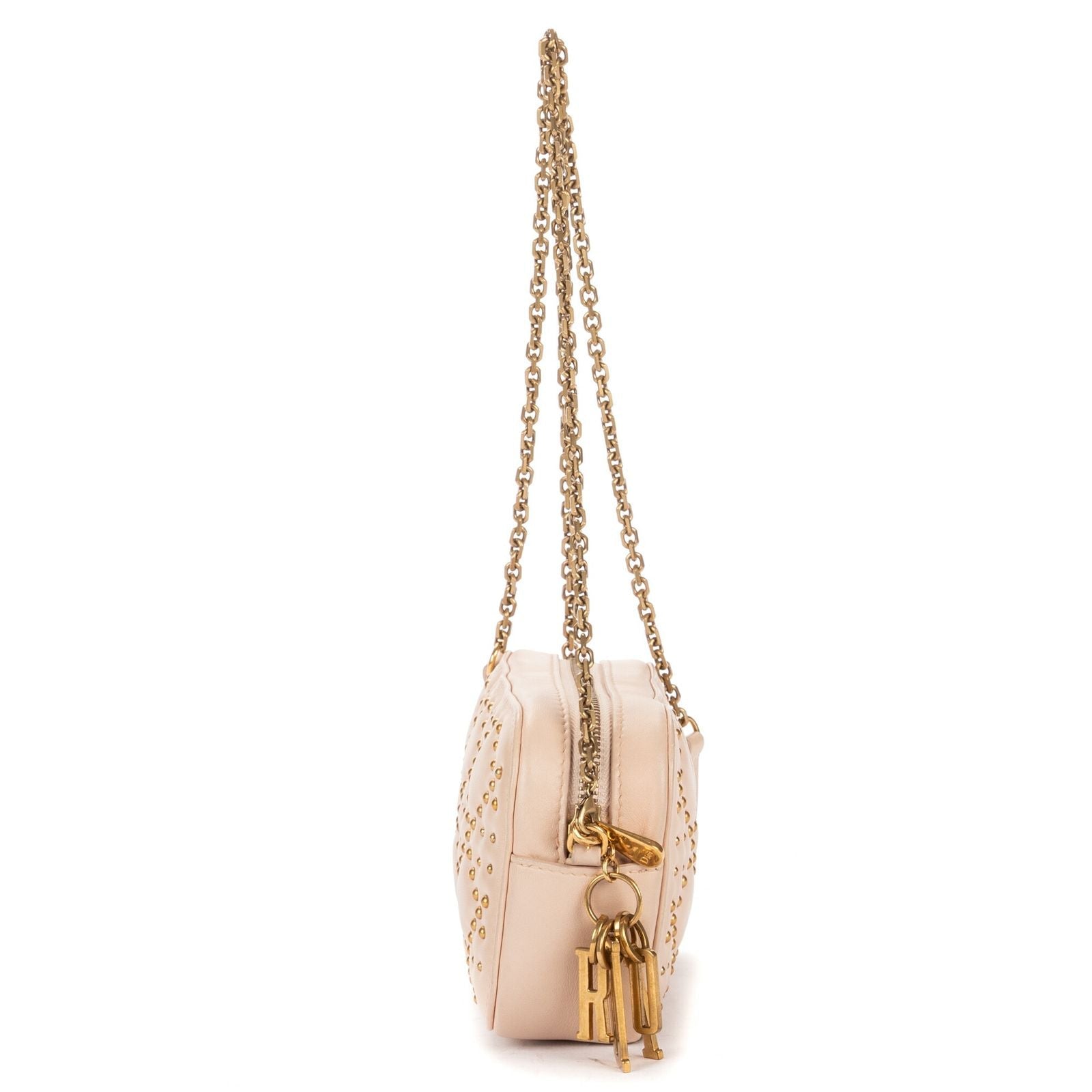 Dior Mini Studded Lady Dior Pink Cannage Leather Handbag