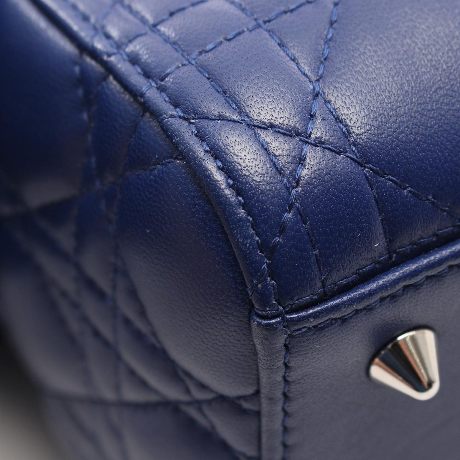 Dior Handbag Lady Dior Cannage 2-Way Blue Leather Tote