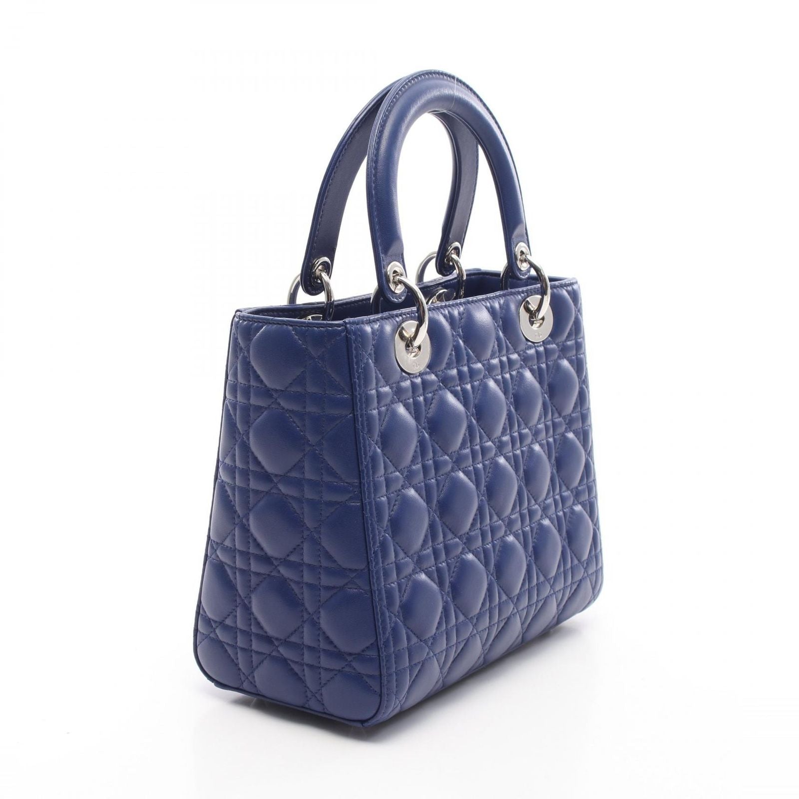 Dior Handbag Lady Dior Cannage 2-Way Blue Leather Tote