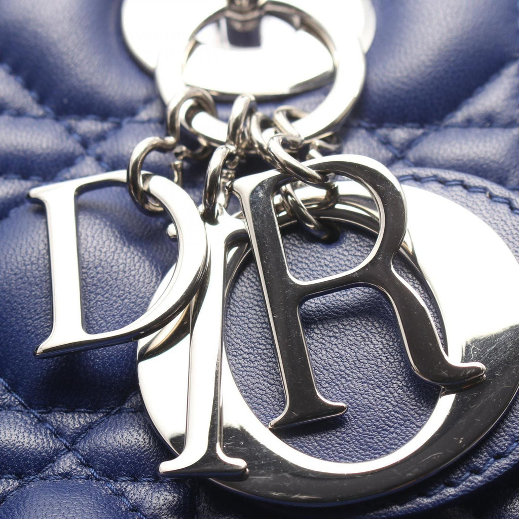 Dior Handbag Lady Dior Cannage 2-Way Blue Leather Tote