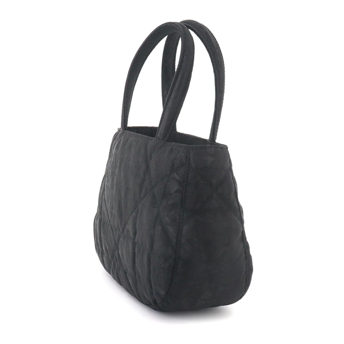 Dior Trotter Mini Hand Bag Nylon Leather Black Silver