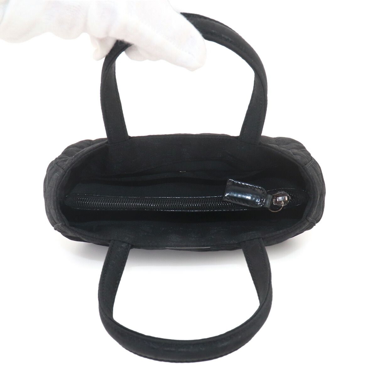 Dior Trotter Mini Hand Bag Nylon Leather Black Silver