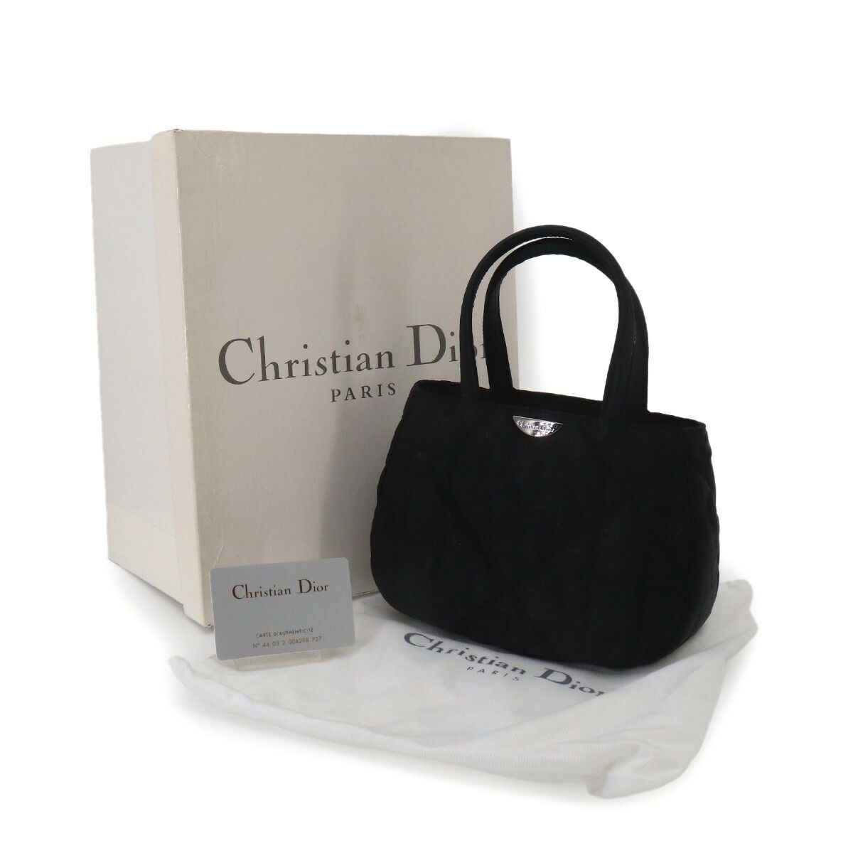 Dior Trotter Mini Hand Bag Nylon Leather Black Silver