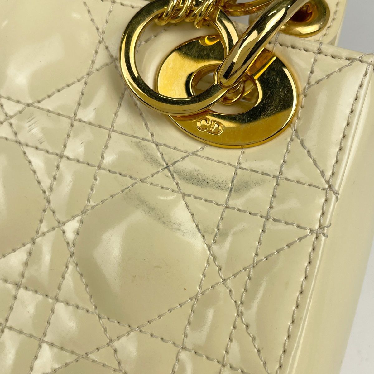 Dior Mini 2-Way Cannage Handbag Leather Cream