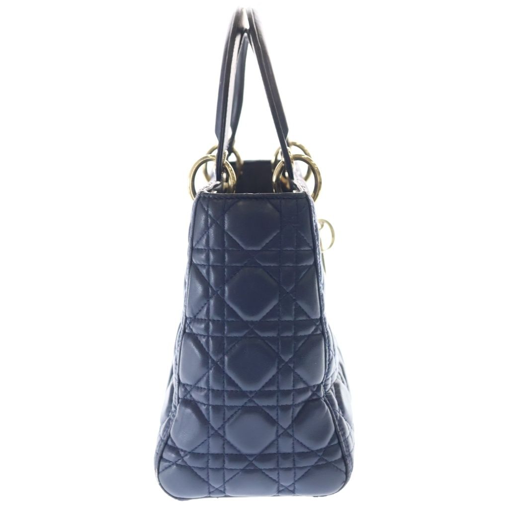 Dior Monsieur Lady Leather Cannage Gold Handbag Navy Blue