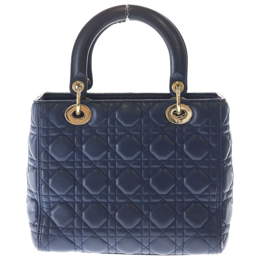 Dior Monsieur Lady Leather Cannage Gold Handbag Navy Blue