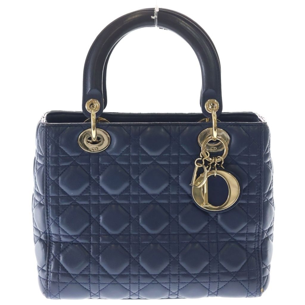 Dior Monsieur Lady Leather Cannage Gold Handbag Navy Blue