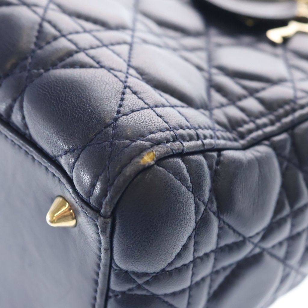 Dior Monsieur Lady Leather Cannage Gold Handbag Navy Blue