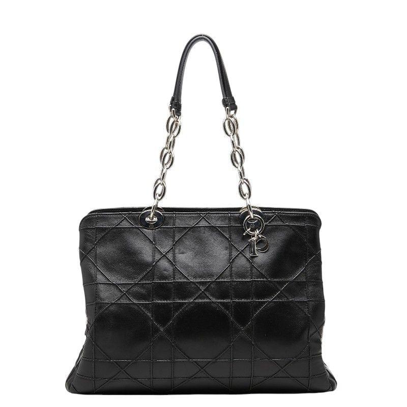 Dior Cannage Granville Chain Handbag Black Leather