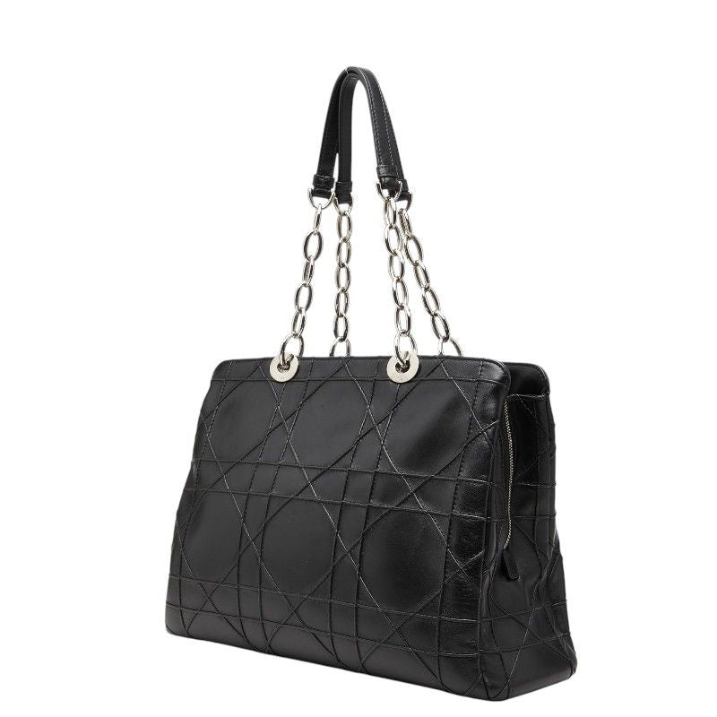Dior Cannage Granville Chain Handbag Black Leather