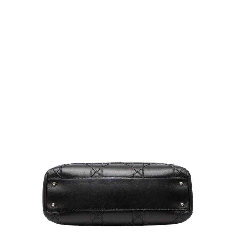 Dior Cannage Granville Chain Handbag Black Leather