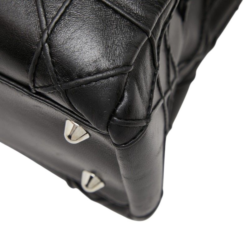 Dior Cannage Granville Chain Handbag Black Leather