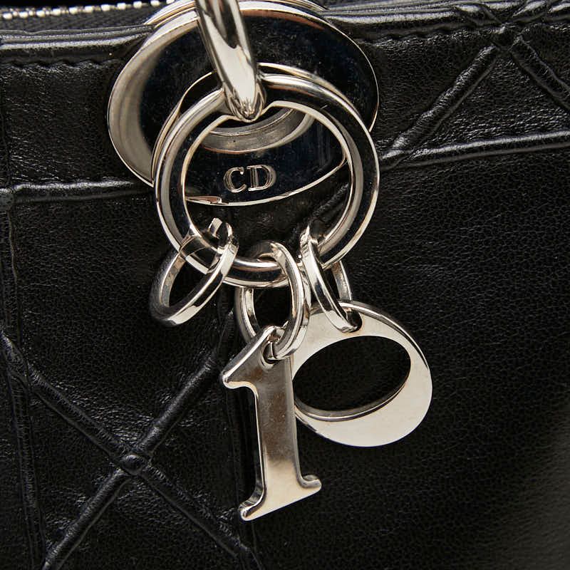 Dior Cannage Granville Chain Handbag Black Leather
