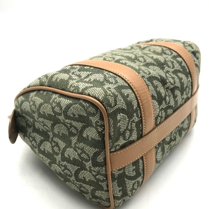Dior Trotter Mini Boston Hand Bag Green Canvas Leather