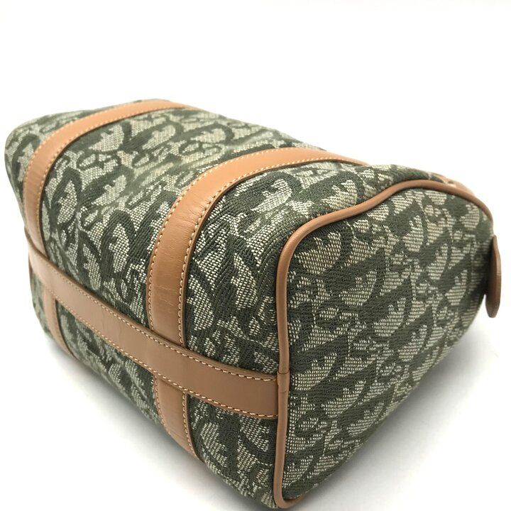 Dior Trotter Mini Boston Hand Bag Green Canvas Leather