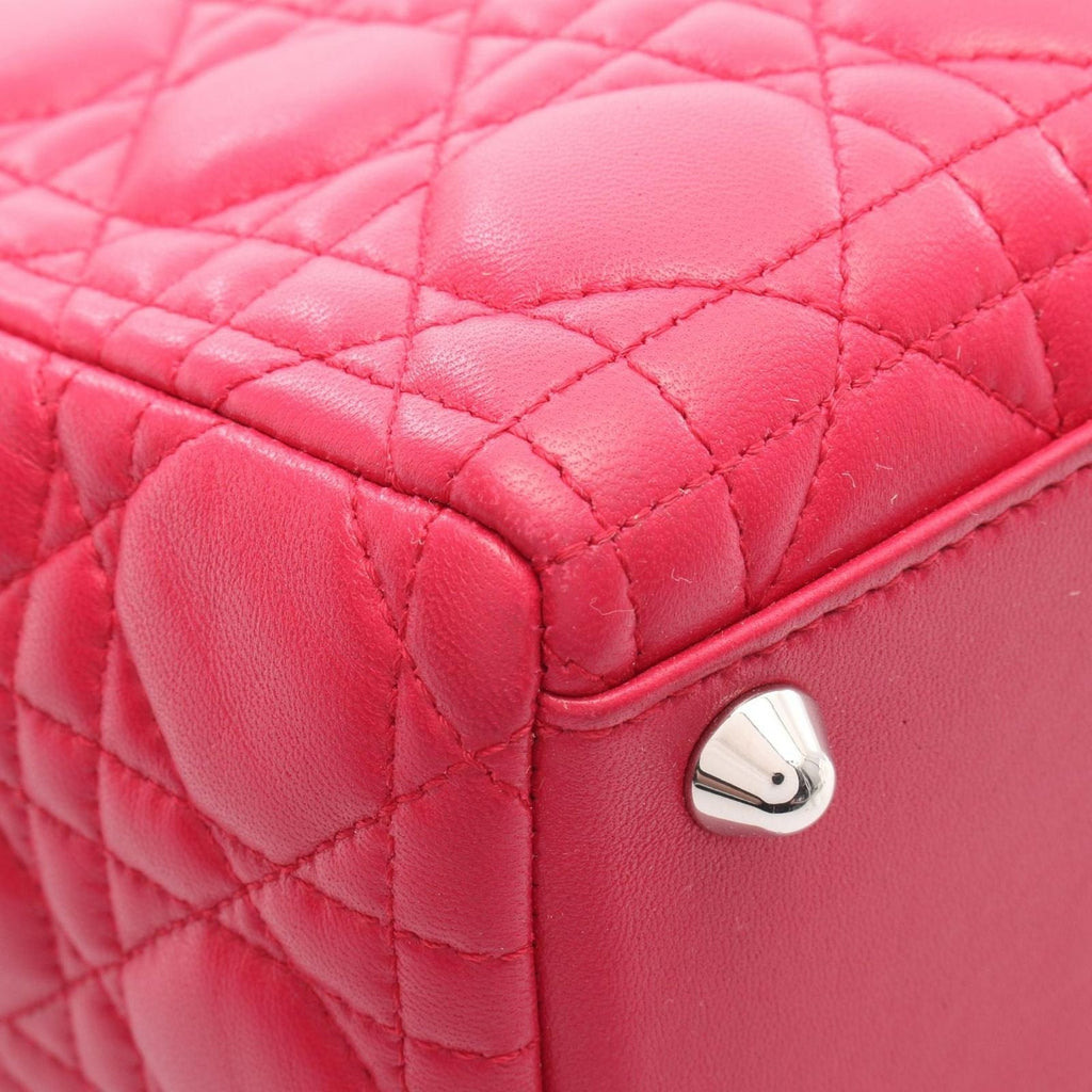 Dior Handbag Lady Dior Large 2-Way Magenta Leather Lady Dior Cannage Tote