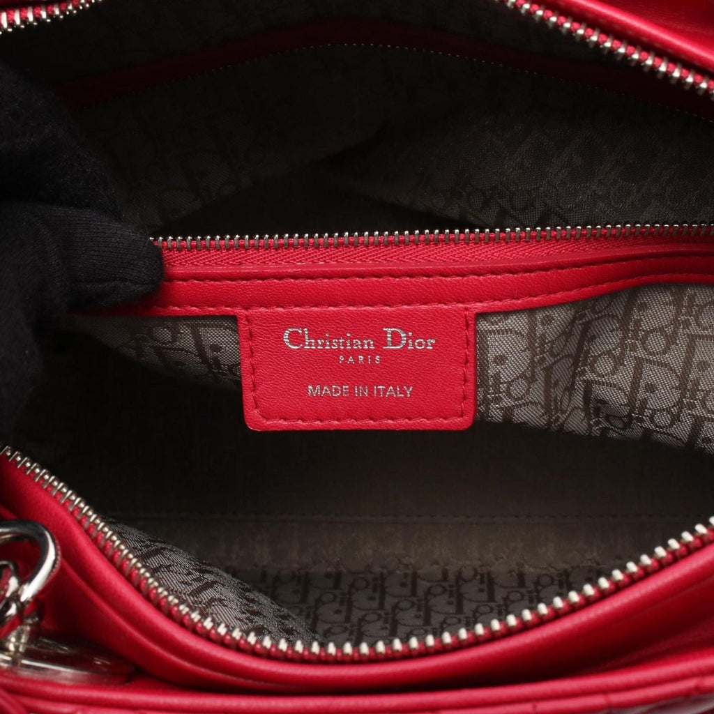Dior Handbag Lady Dior Large 2-Way Magenta Leather Lady Dior Cannage Tote
