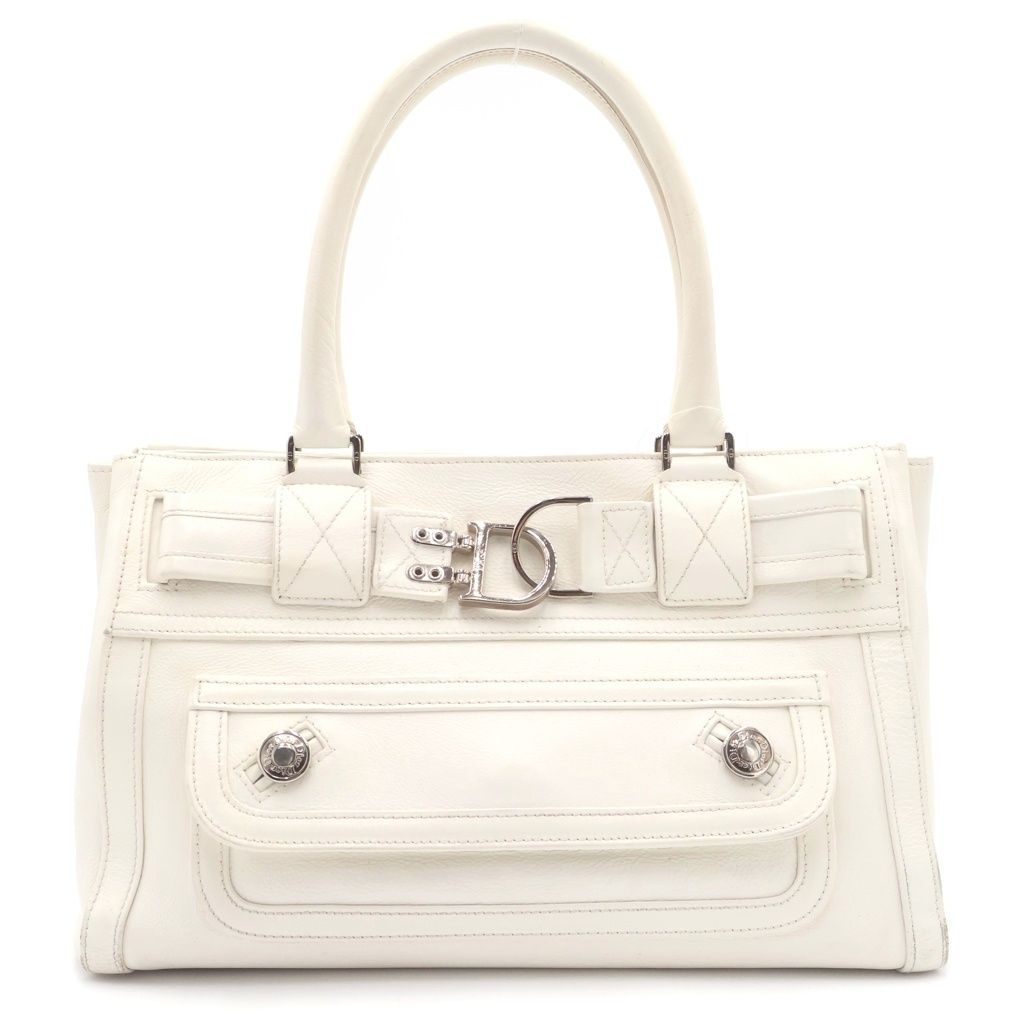 Dior Handbag White Leather Silver