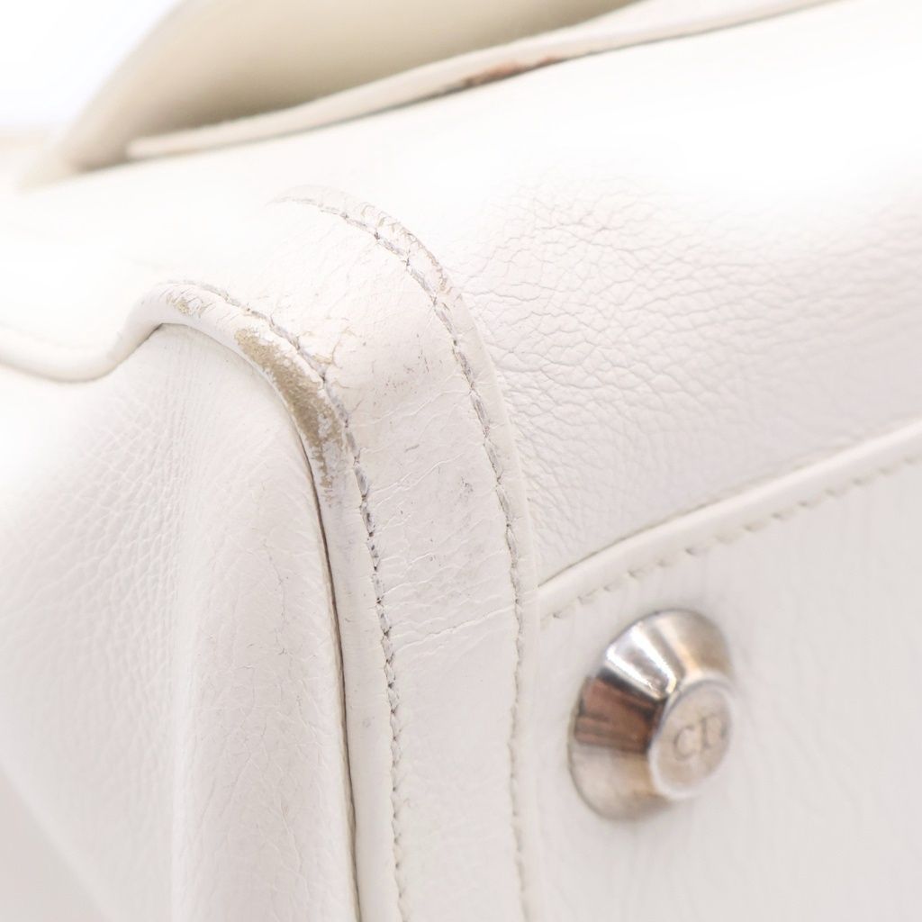 Dior Handbag White Leather Silver