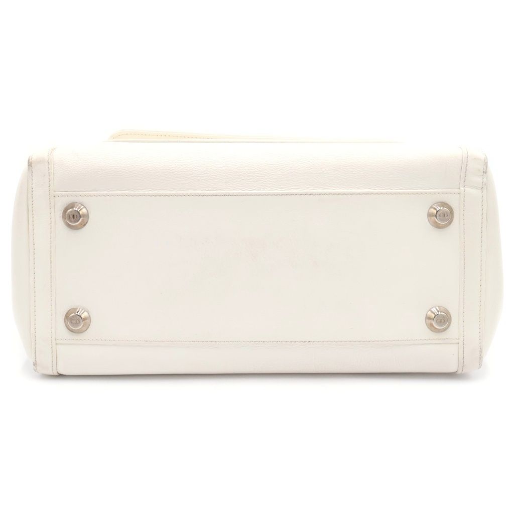 Dior Handbag White Leather Silver