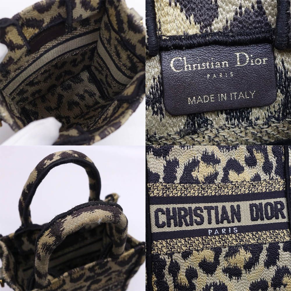 Dior Book Tote Mini Leopard Vertical Handbag 2-Way Gold