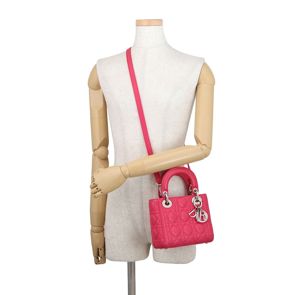 Dior Handbag Cannage Lady Mini Leather 2-Way