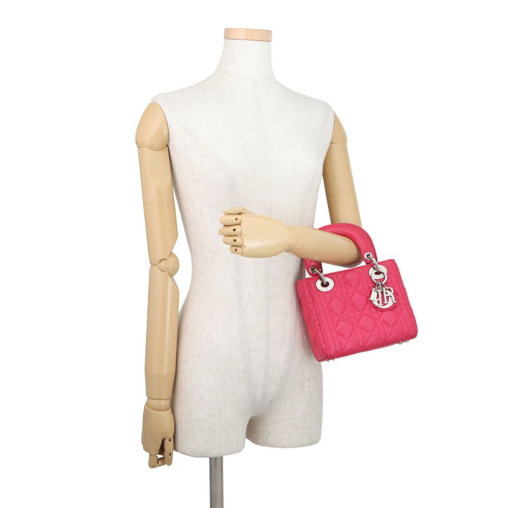 Dior Handbag Cannage Lady Mini Leather 2-Way