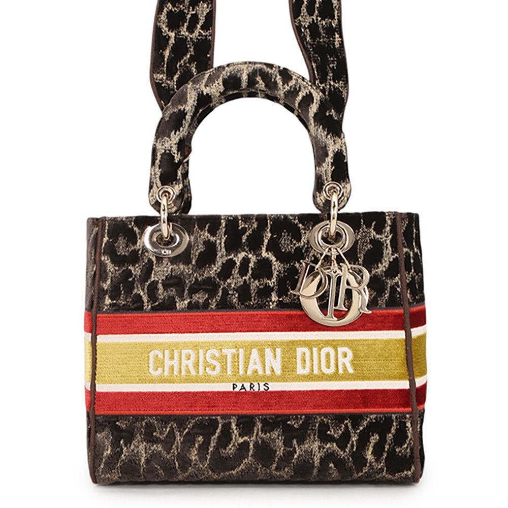 Dior Handbag Light Velvet 2-Way Leopard