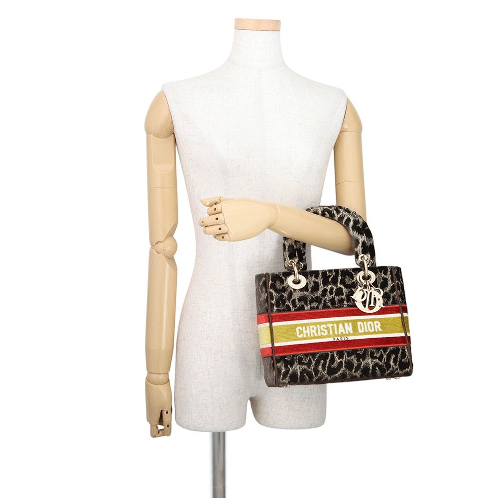 Dior Handbag Light Velvet 2-Way Leopard