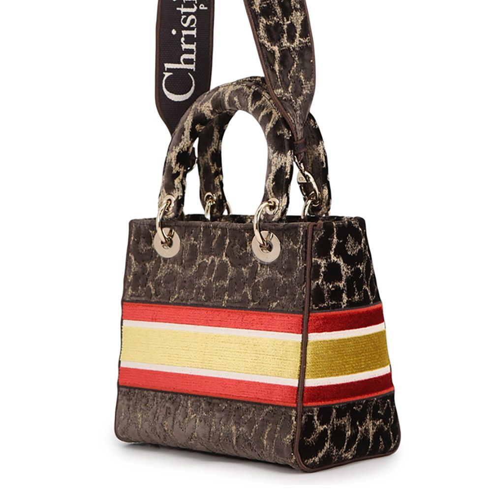 Dior Handbag Light Velvet 2-Way Leopard