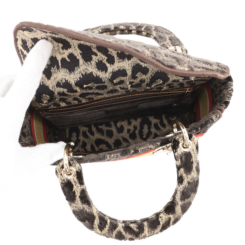 Dior Handbag Light Velvet 2-Way Leopard