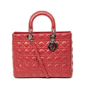 Dior Large Lady Dior Zip Red Canada Lambskin Leather Handbag