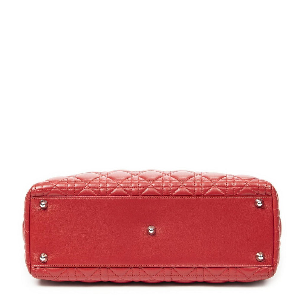 Dior Large Lady Dior Zip Red Canada Lambskin Leather Handbag