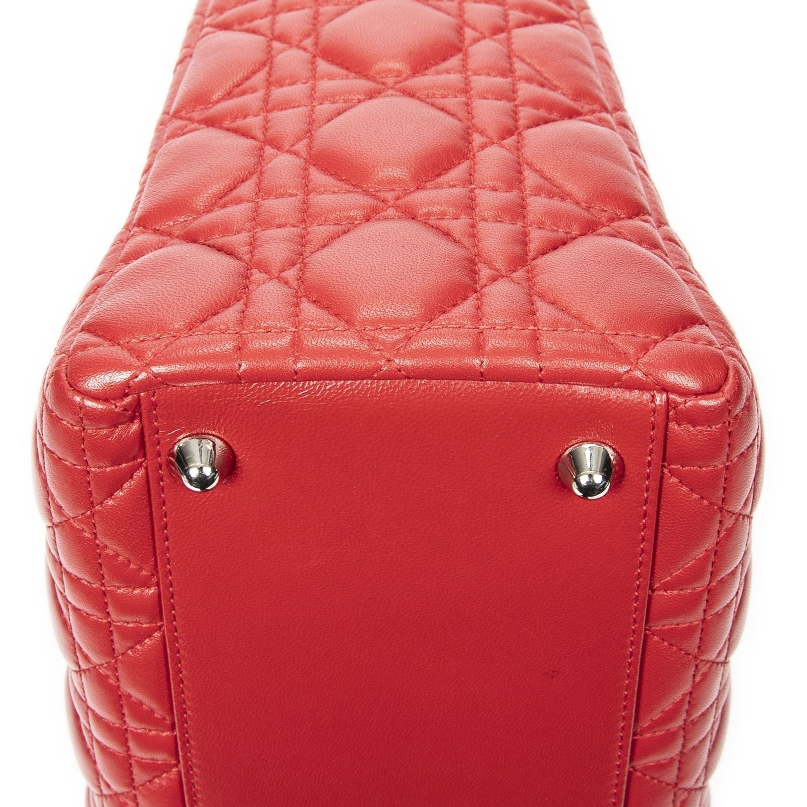 Dior Large Lady Dior Zip Red Canada Lambskin Leather Handbag