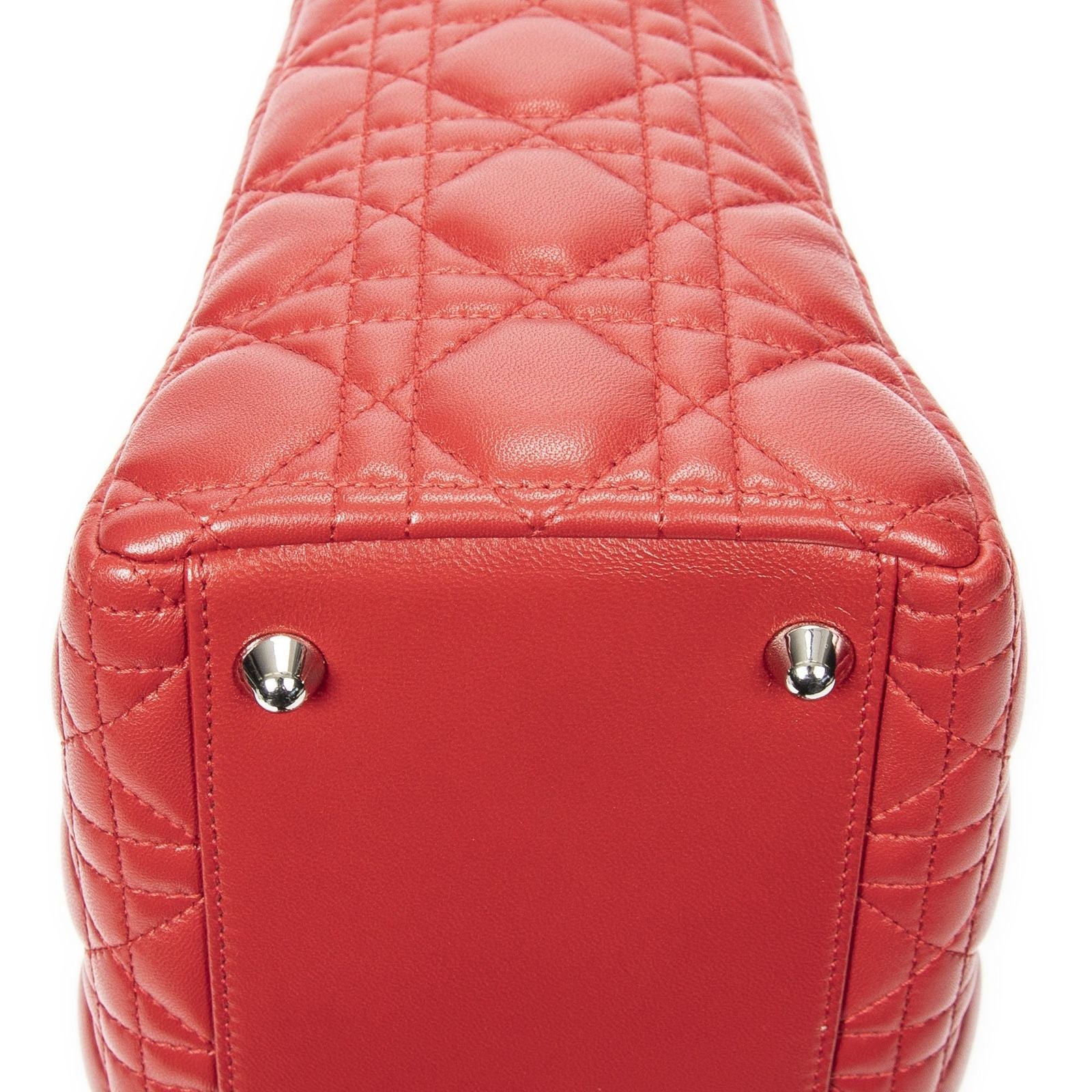 Dior Large Lady Dior Zip Red Canada Lambskin Leather Handbag