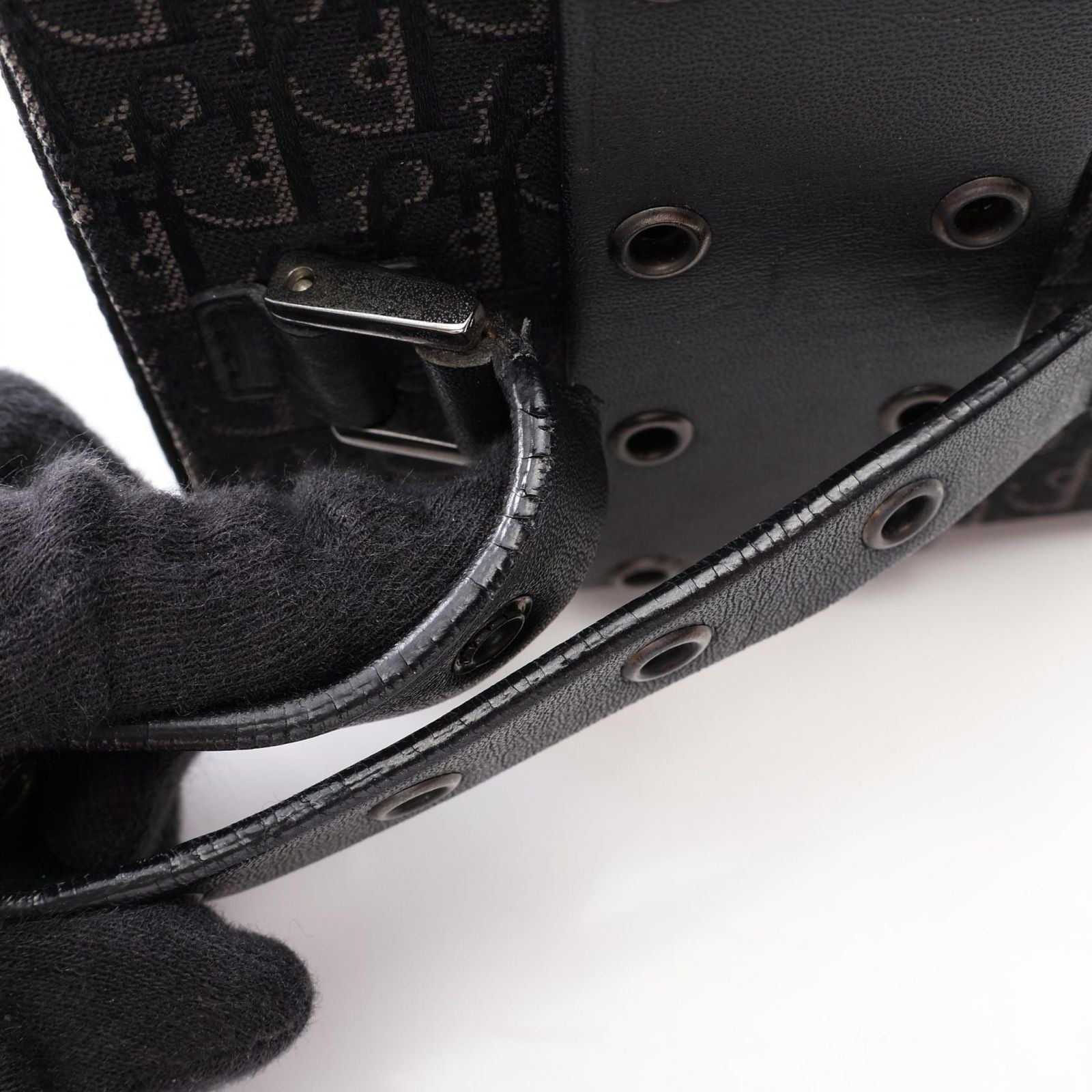 Dior Handbag Street Chic Trotter Black Canvas Leather Vanity