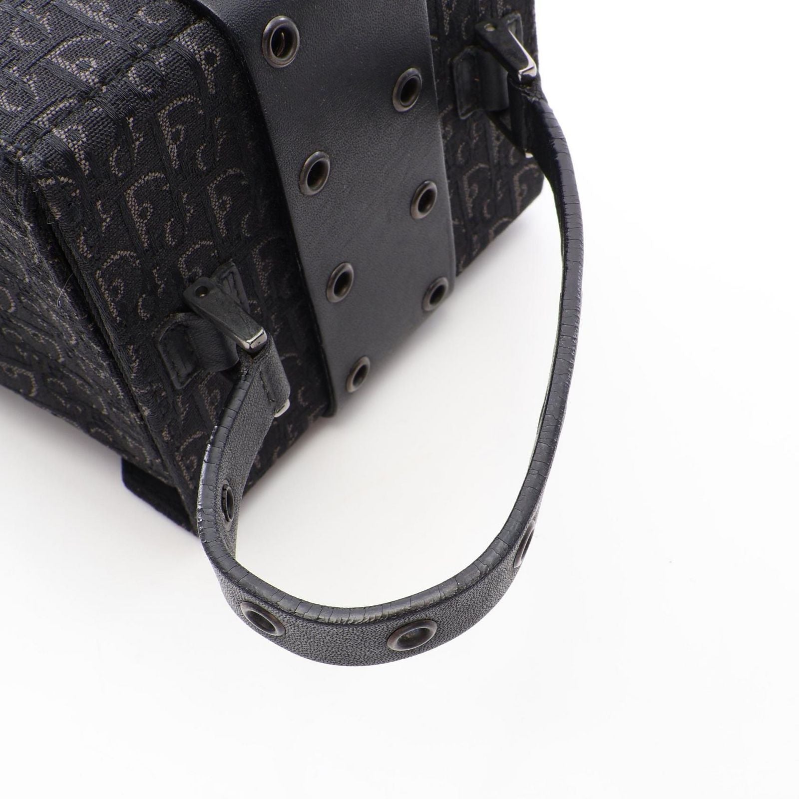 Dior Handbag Street Chic Trotter Black Canvas Leather Vanity