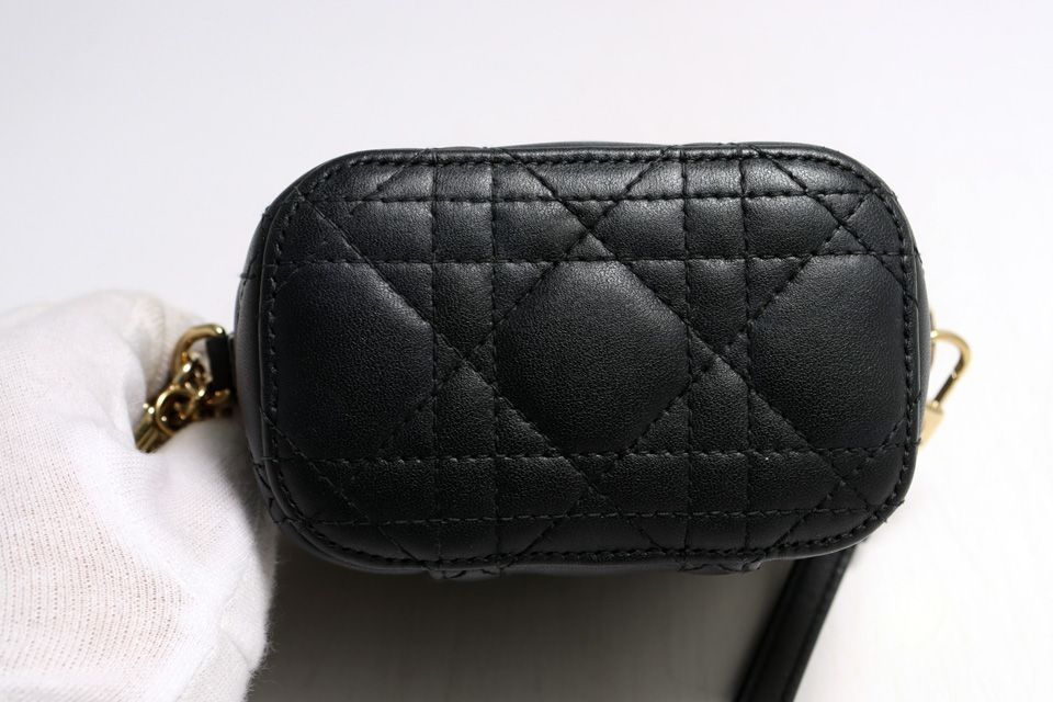 Dior Cannage Lambskin Shoulder Vanity Bag Handbag