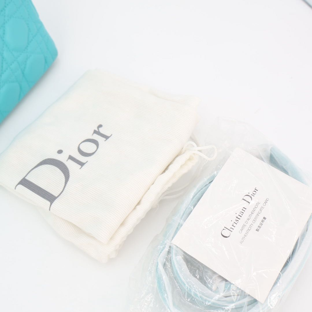 Dior Lady Cannage Leather 2-Way Handbag Blue