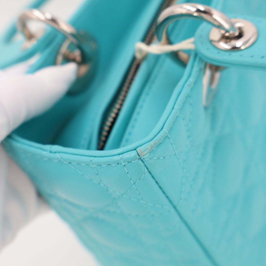 Dior Lady Cannage Leather 2-Way Handbag Blue