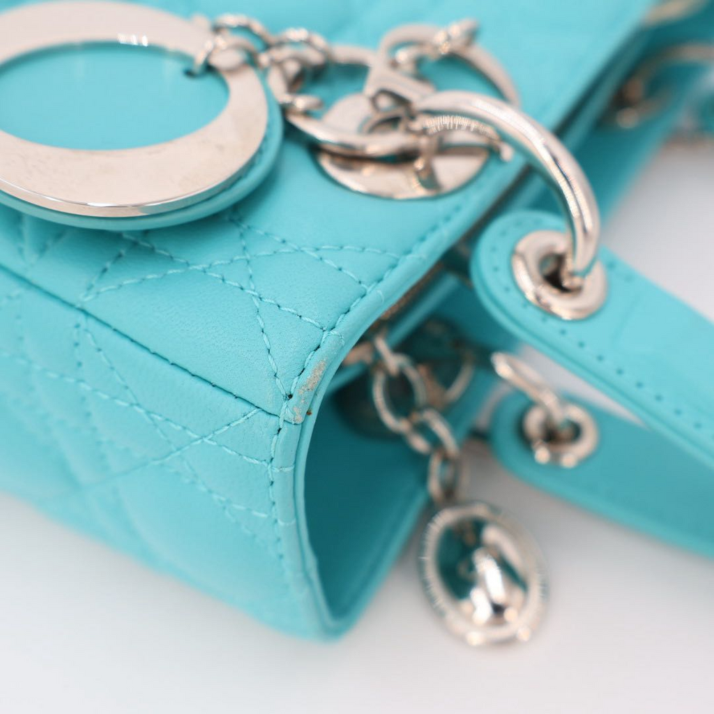 Dior Lady Cannage Leather 2-Way Handbag Blue