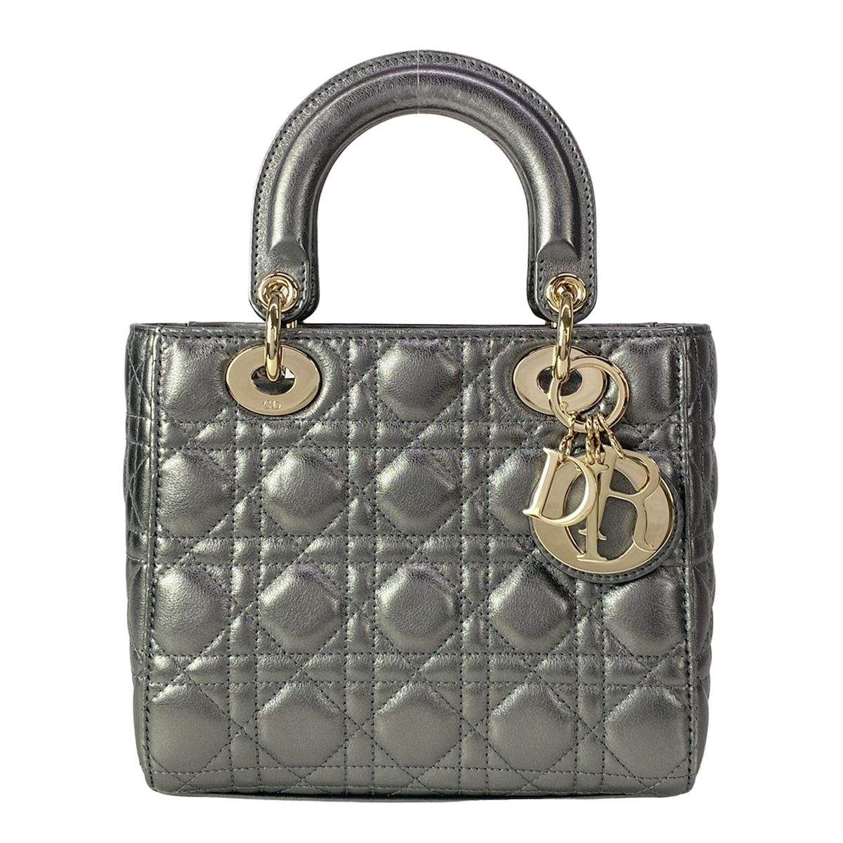 Dior Handbag Lady MY Abcdior Bag Small Metallic Gray