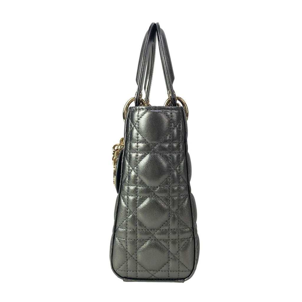 Dior Handbag Lady MY Abcdior Bag Small Metallic Gray