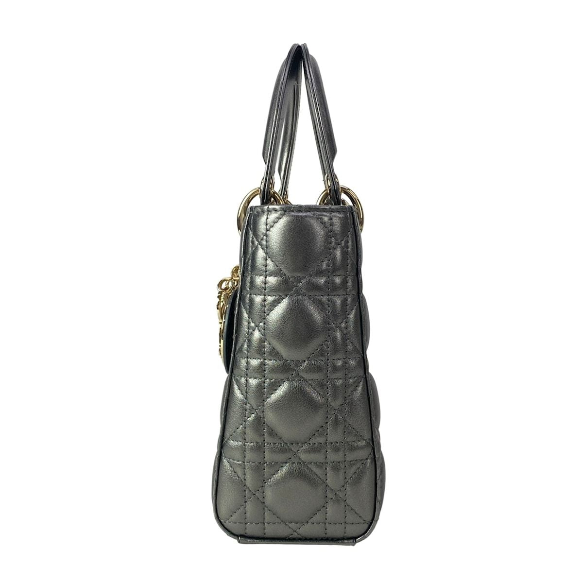Dior Handbag Lady MY Abcdior Bag Small Metallic Gray