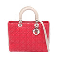 Dior Handbag Lady Dior Large Cannage 2-Way Pink Gray Leather Lady Dior Tote