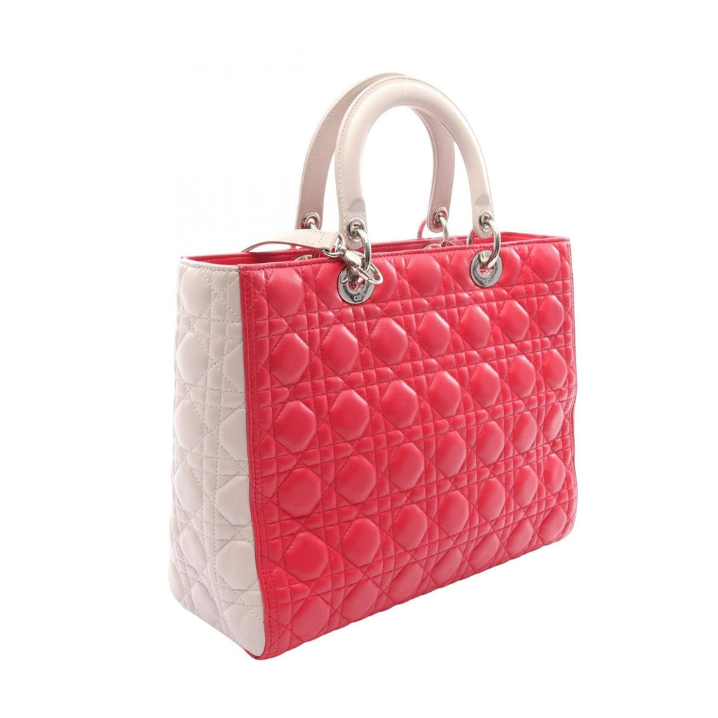 Dior Handbag Lady Dior Large Cannage 2-Way Pink Gray Leather Lady Dior Tote