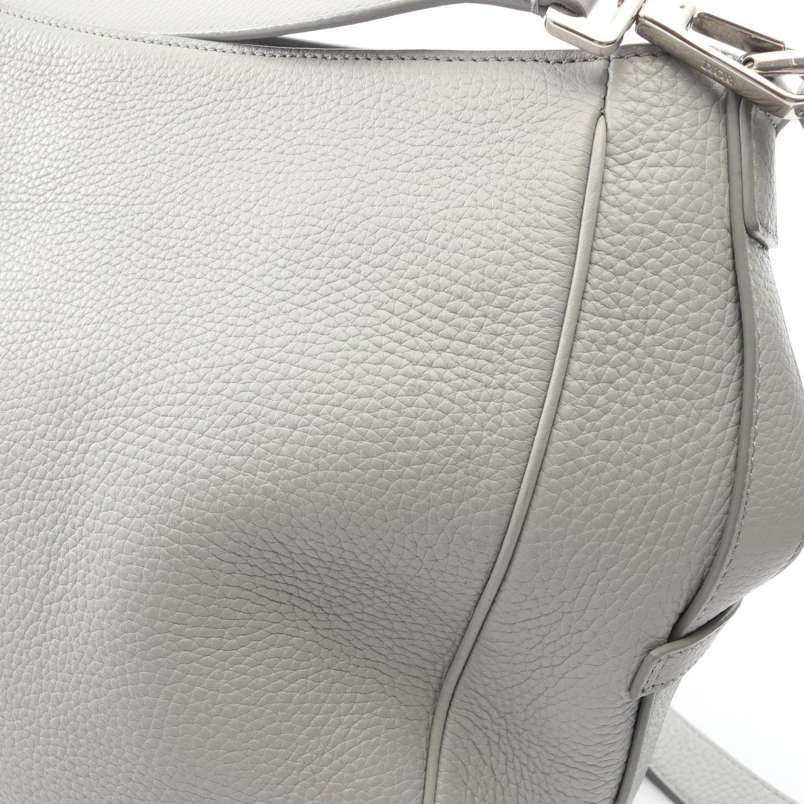 Dior Handbag Saddle Soft Bag 2-Way Gray Leather