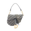 Dior Saddle Bag Oblique Jacquard 2-Way Navy Canvas Leather
