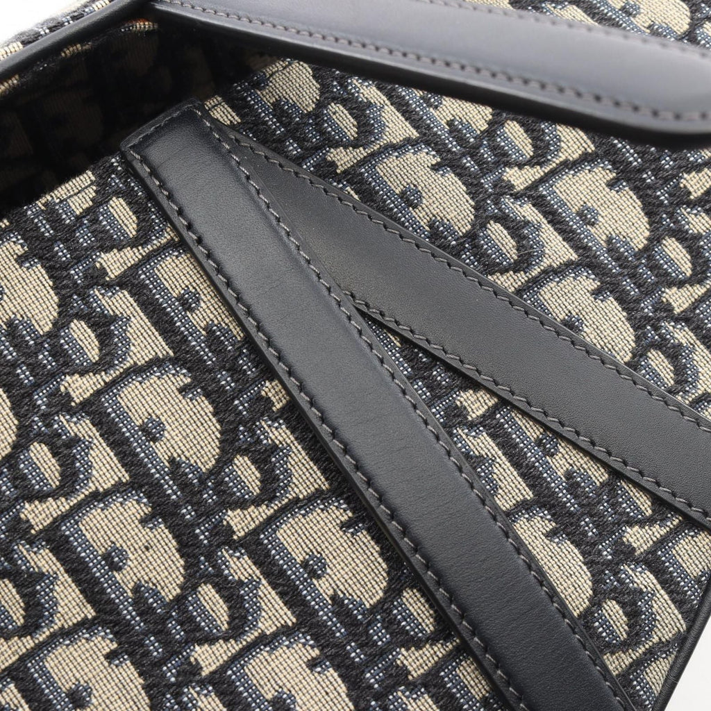 Dior Saddle Bag Oblique Jacquard 2-Way Navy Canvas Leather